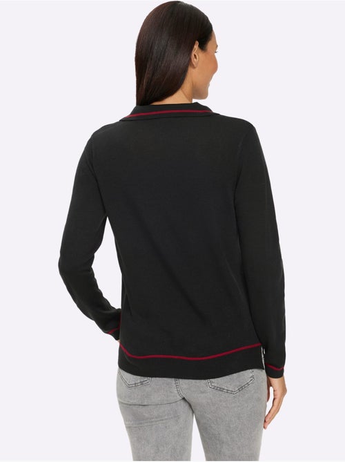 Pull à manches longues détails contrastés - taille standard - helline - Kiabi Pull à manches longues détails contrastés - taille standard - helline - Kiabi