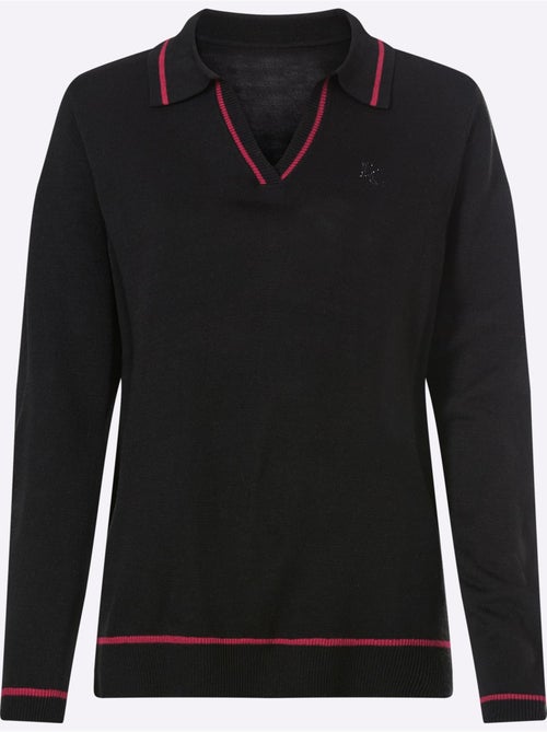 Pull à manches longues détails contrastés - taille standard - helline - Kiabi Pull à manches longues détails contrastés - taille standard - helline - Kiabi
