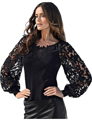 Pull à Manches Longues Détails En Dentelle Tendance - Taille Standard - helline