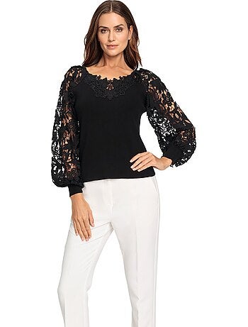 Pull à Manches Longues Détails En Dentelle Tendance - Taille Standard - helline
