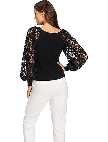 Pull à Manches Longues Détails En Dentelle Tendance - Taille Standard - helline