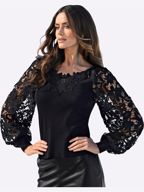 Pull à Manches Longues Détails En Dentelle Tendance - Taille Standard - helline - Kiabi