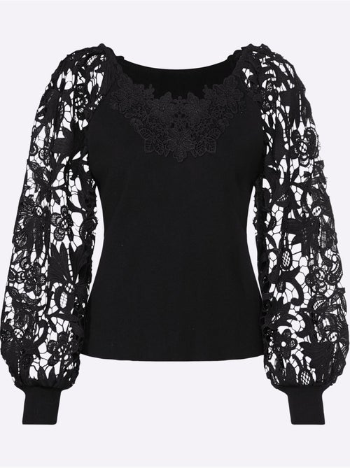 Pull à Manches Longues Détails En Dentelle Tendance - Taille Standard - helline - Kiabi