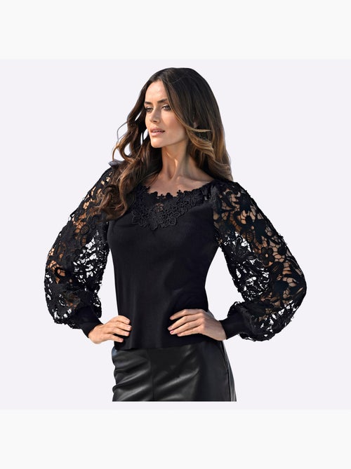 Pull à Manches Longues Détails En Dentelle Tendance - Taille Standard - helline - Kiabi