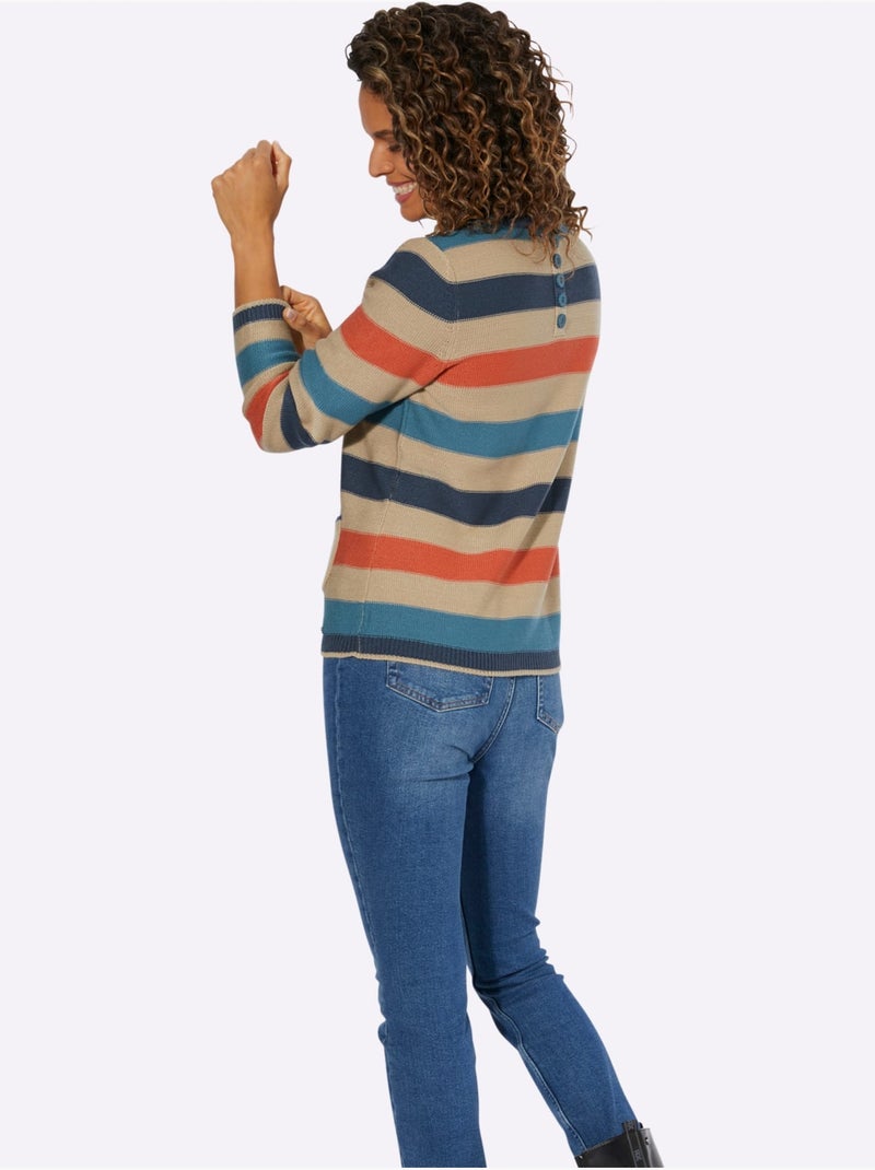 Pull à manches longues doux comme du cachemire - taille standard - witt Bleu Orange - Kiabi