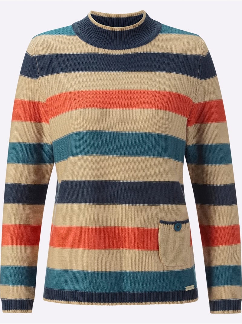 Pull à manches longues doux comme du cachemire - taille standard - witt Bleu Orange - Kiabi
