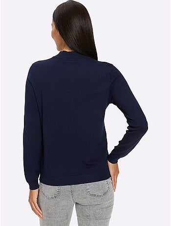 Pull à manches longues empiècement transparent devant - taille standard - helline