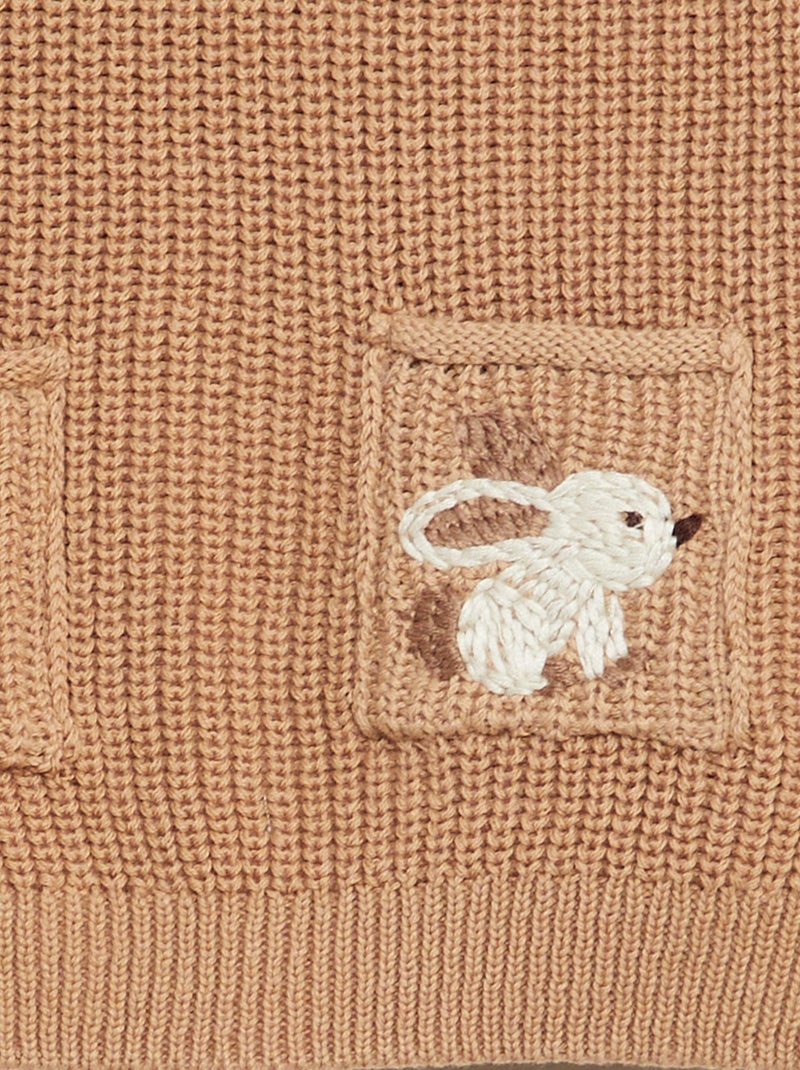 Pull à manches longues en maille tricot BEIGE - Kiabi