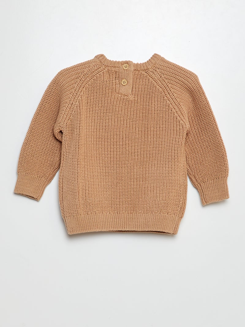 Pull à manches longues en maille tricot BEIGE - Kiabi