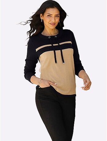 Pull à Manches Longues Encolure Ronde Avec Coulisse - Taille Standard - Moda Vilona