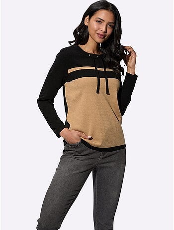 Pull à Manches Longues Encolure Ronde Avec Coulisse - Taille Standard - Moda Vilona