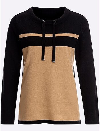 Pull à Manches Longues Encolure Ronde Avec Coulisse - Taille Standard - Moda Vilona