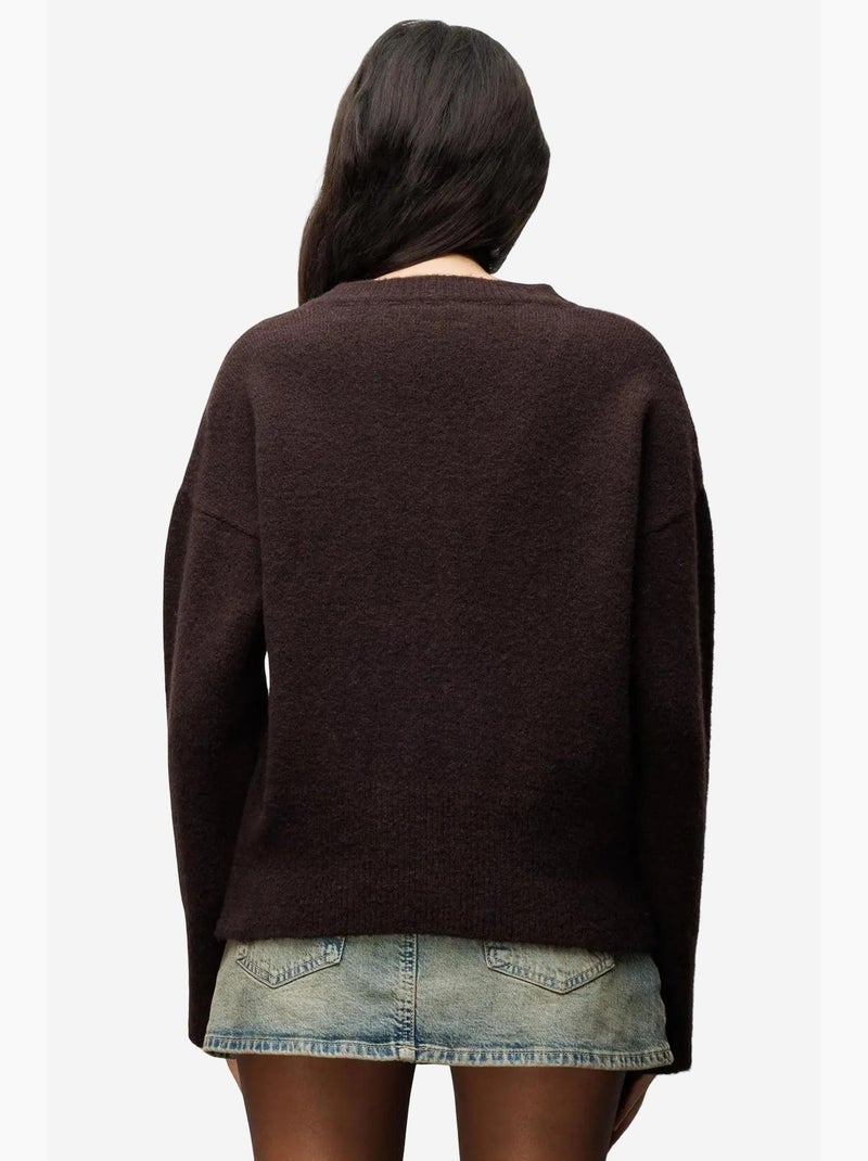 Pull à manches longues et col en v mixray Marron foncé - Kiabi