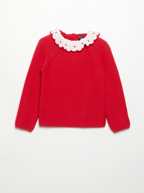 Pull à manches longues et col fantaisie - Kiabi