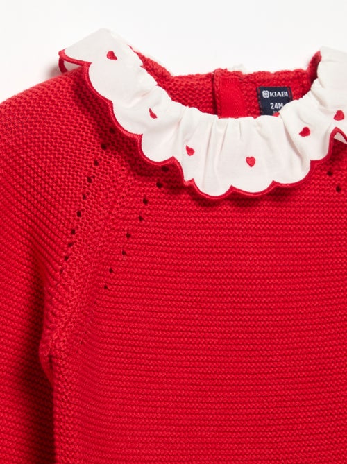 Pull à manches longues et col fantaisie - Kiabi