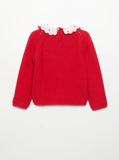 Pull à manches longues et col fantaisie - Kiabi