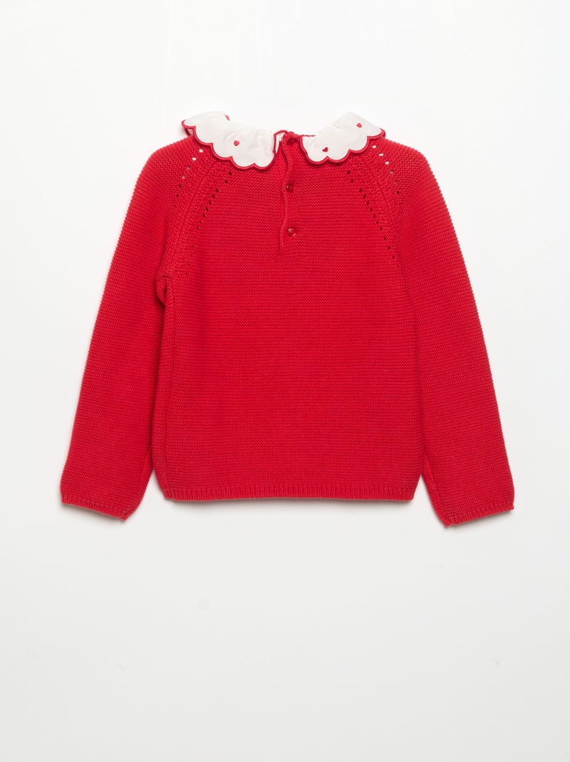 Pull à manches longues et col fantaisie Rouge - Kiabi