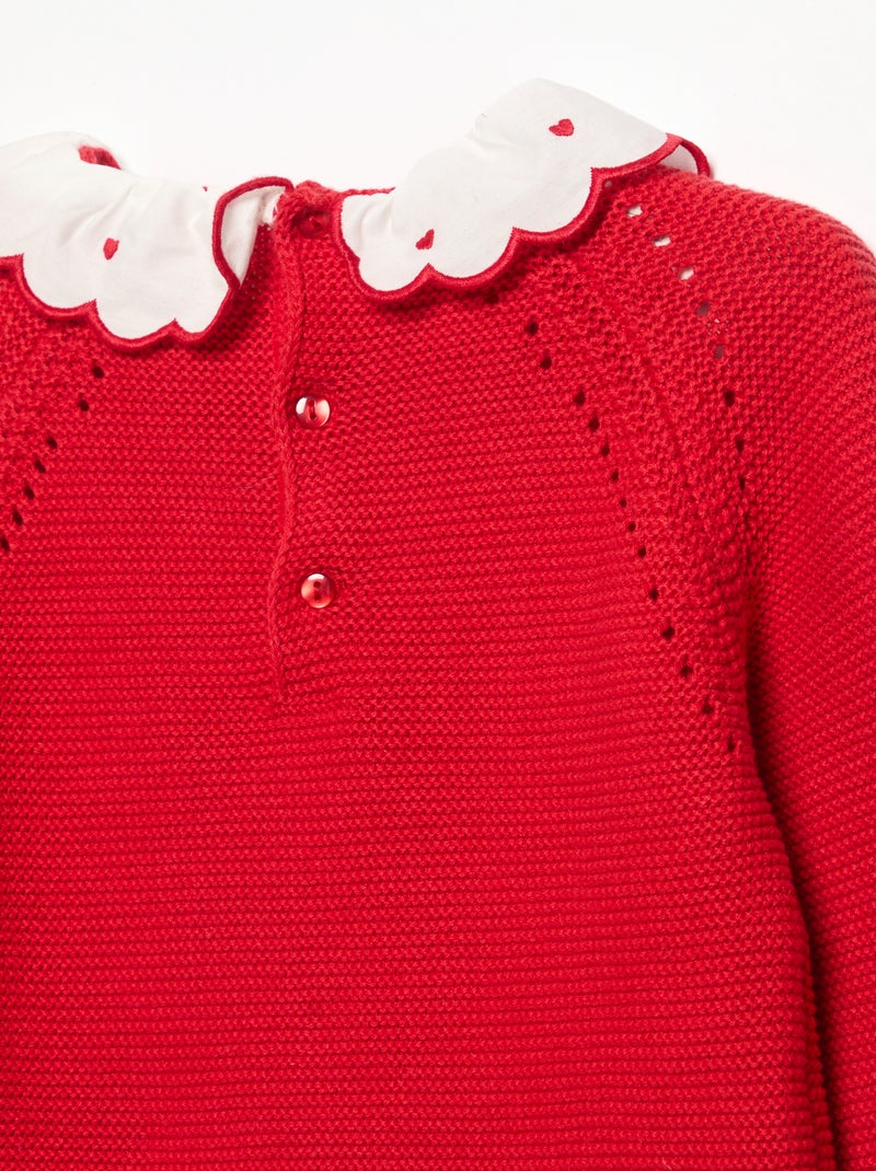 Pull à manches longues et col fantaisie Rouge - Kiabi