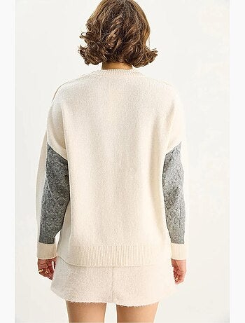 Pull à manches longues et col rond en maille à motif losanges lucci