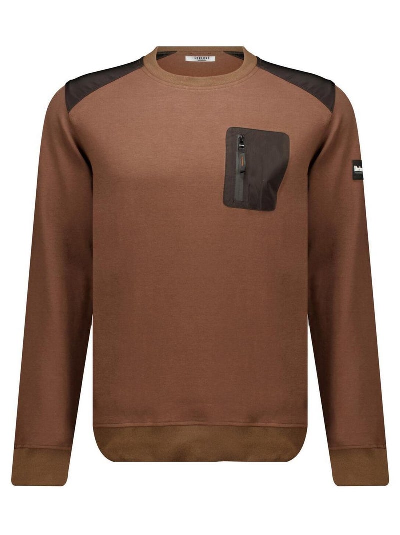 Pull à manches longues et pochette zippée homme 'Deeluxe' Marron chocolat - Kiabi