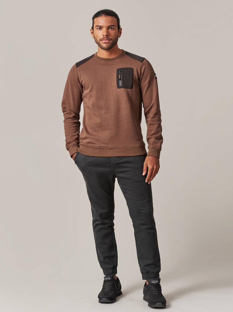 Pull à manches longues et pochette zippée homme 'Deeluxe' Marron chocolat - Kiabi