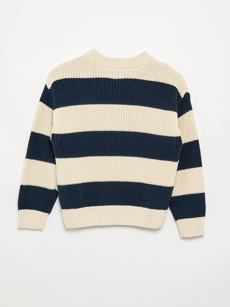 Pull à manches longues et rayures Bleu - Kiabi