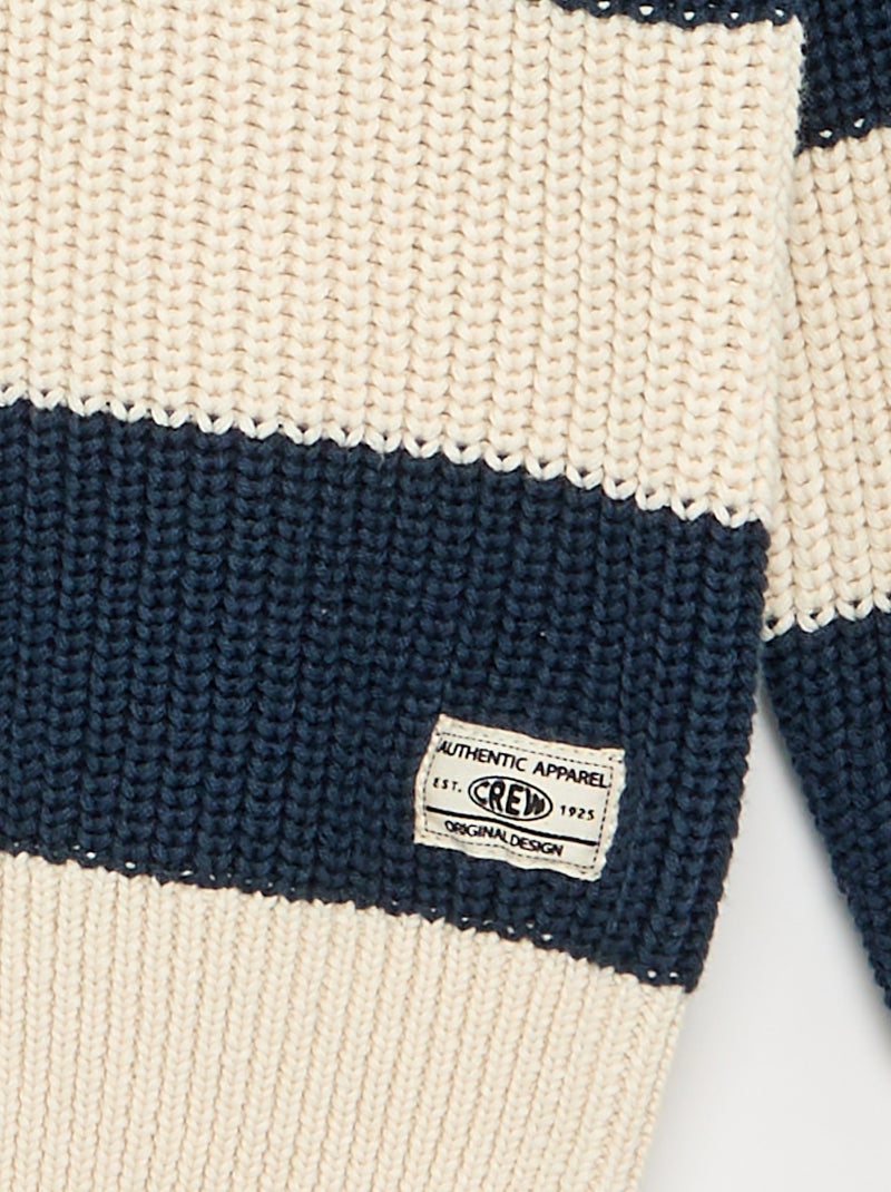 Pull à manches longues et rayures Bleu - Kiabi