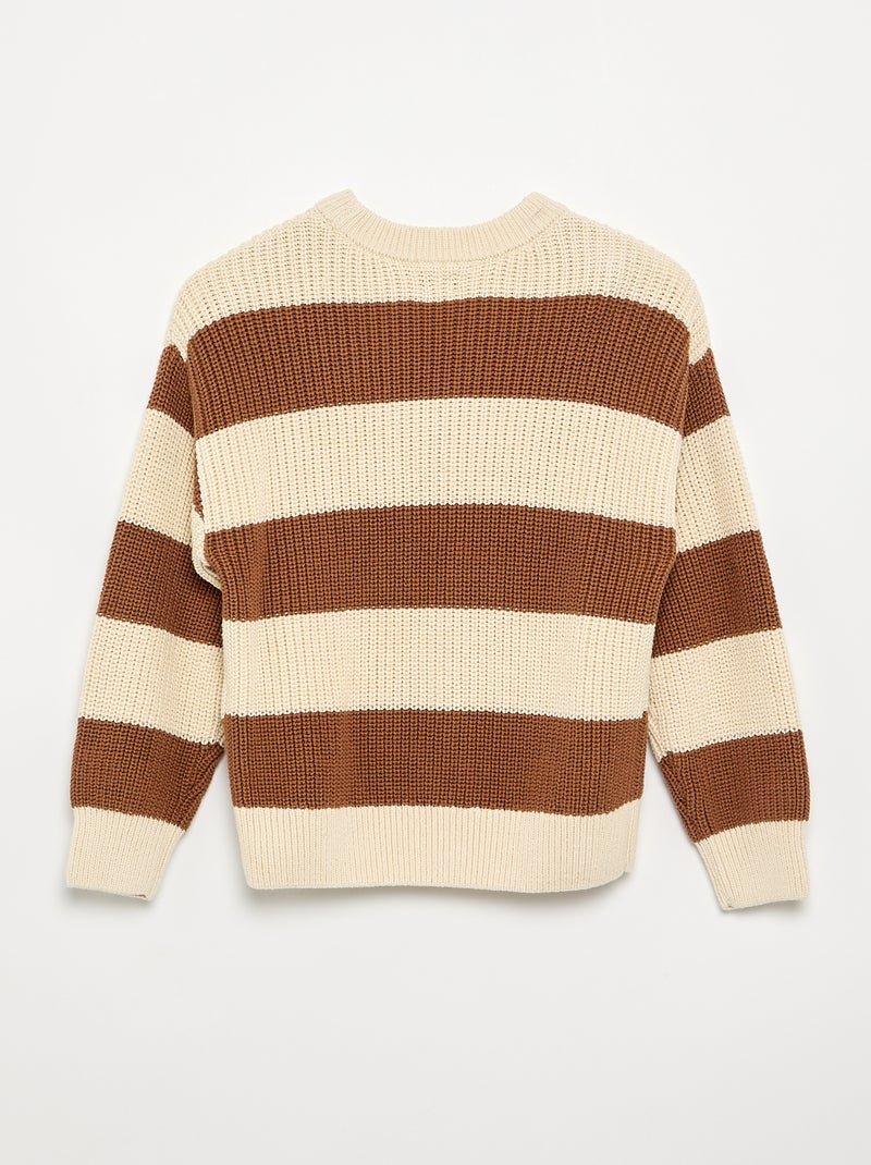Pull à manches longues et rayures Marron - Kiabi