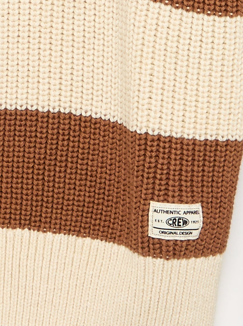 Pull à manches longues et rayures Marron - Kiabi