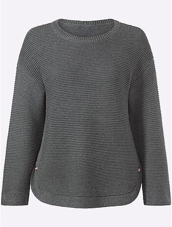 Pull à manches longues fentes latérales et boutons fantaisie - taille standard - helline