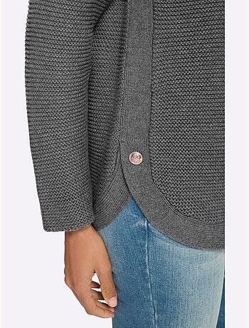 Pull à manches longues fentes latérales et boutons fantaisie - taille standard - helline