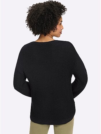 Pull à manches longues fentes latérales et boutons fantaisie - taille standard - helline