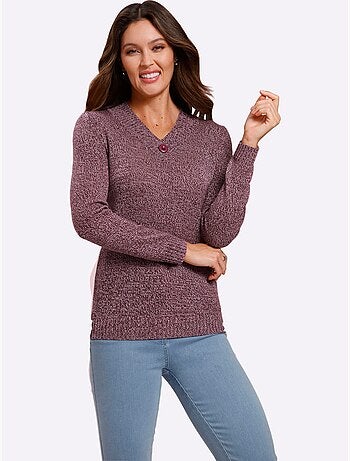 Pull à Manches Longues Fil Chiné Doux - Taille Standard - Moda Vilona
