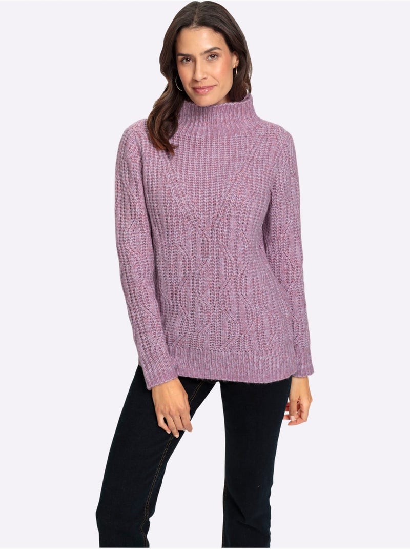 Pull à Manches Longues Fil Chiné Doux - Taille Standard - Witt Rose - Kiabi