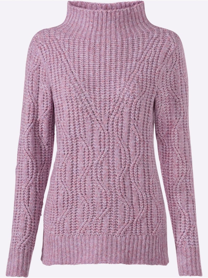 Pull à Manches Longues Fil Chiné Doux - Taille Standard - Witt Rose - Kiabi