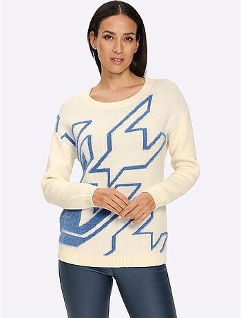 Pull à manches longues fil moelleux à poils longs - taille standard - helline