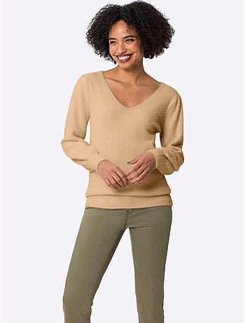 Pull à Manches Longues Fil Moelleux à Poils Longs - Taille Standard - Helline