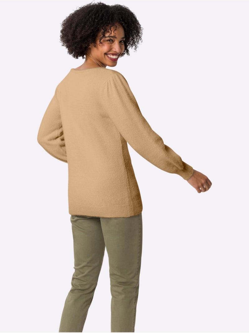 Pull à Manches Longues Fil Moelleux à Poils Longs - Taille Standard - Helline Doré - Kiabi