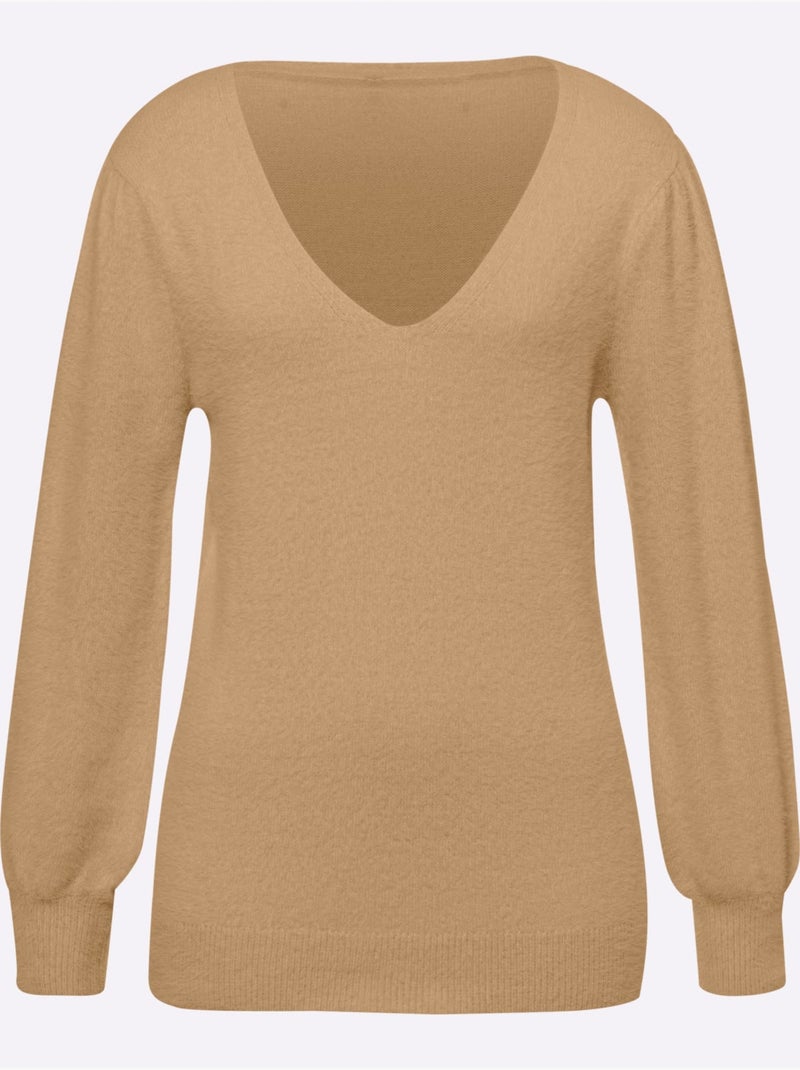 Pull à Manches Longues Fil Moelleux à Poils Longs - Taille Standard - Helline Doré - Kiabi
