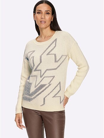 Pull à manches longues fil moelleux à poils longs - taille standard - helline