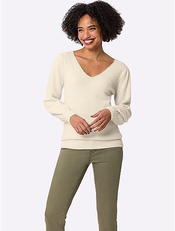 Pull à Manches Longues Fil Moelleux à Poils Longs - Taille Standard - Helline