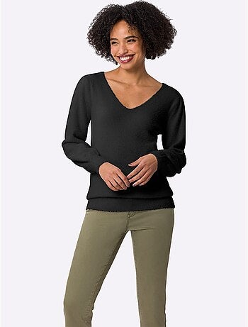 Pull à Manches Longues Fil Moelleux à Poils Longs - Taille Standard - Helline