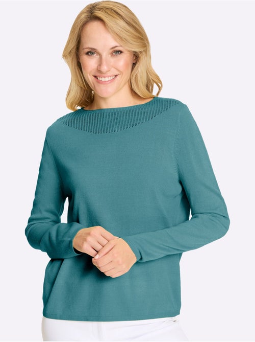 Pull à Manches Longues Finitions Côtelées - Taille Standard - Moda Vilona - Kiabi Pull à Manches Longues Finitions Côtelées - Taille Standard - Moda Vilona - Kiabi
