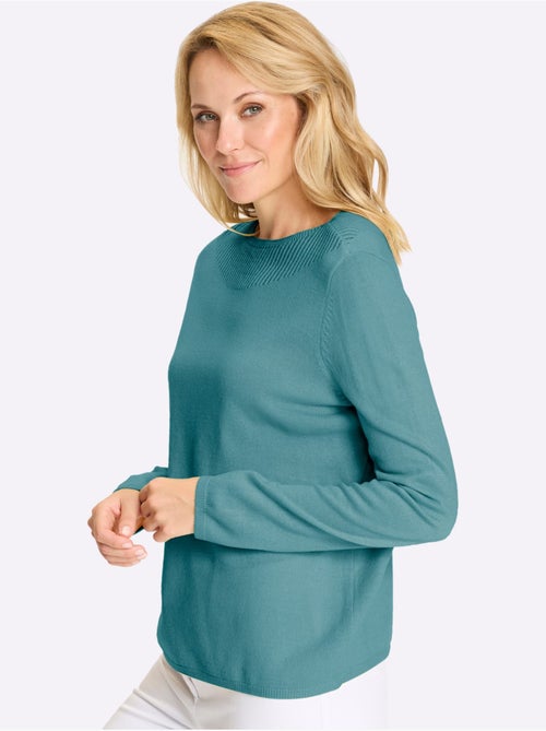 Pull à Manches Longues Finitions Côtelées - Taille Standard - Moda Vilona - Kiabi Pull à Manches Longues Finitions Côtelées - Taille Standard - Moda Vilona - Kiabi