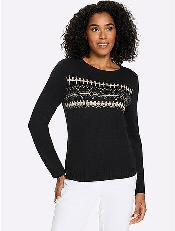 Pull à Manches Longues Finitions Côtelées - Taille Standard - Moda Vilona