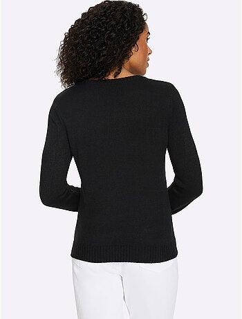 Pull à Manches Longues Finitions Côtelées - Taille Standard - Moda Vilona