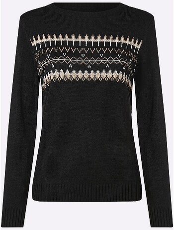 Pull à Manches Longues Finitions Côtelées - Taille Standard - Moda Vilona