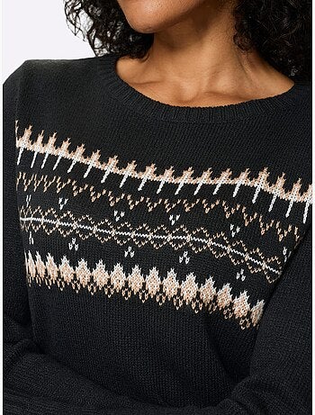 Pull à Manches Longues Finitions Côtelées - Taille Standard - Moda Vilona