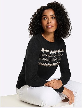 Pull à Manches Longues Finitions Côtelées - Taille Standard - Moda Vilona