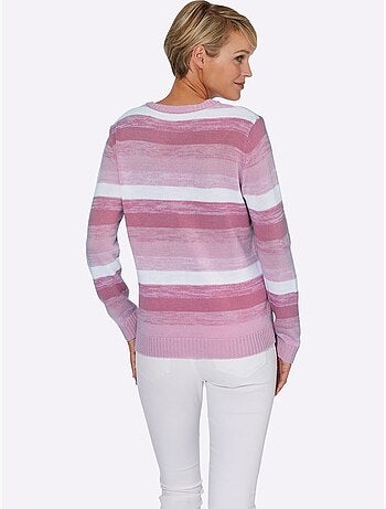 Pull à Manches Longues Finitions Côtelées - Taille Standard - Moda Vilona
